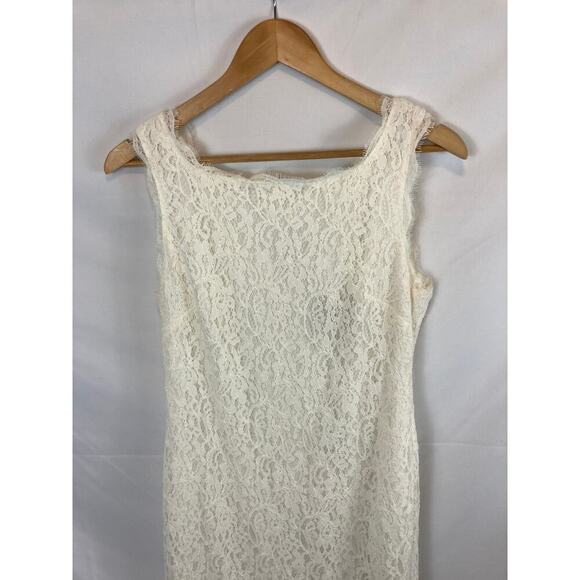 Adrianna Papell Cream Lace Overlay Sheath Dress Size 10 - Picture 3 of 7